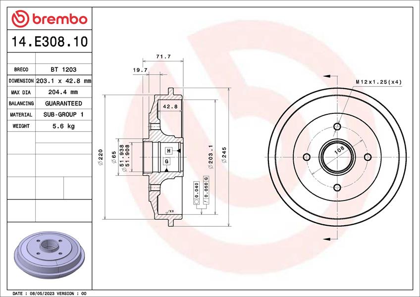 BREMBO 14E30810 Arka Fren Kampanasi Rulmansiz C2-C3-C3 Ii-C3 Pluriel-P206-P206 T3e -P1007 1.1-1.2-1.4hdi- 1.6hdi 03> P301-P208-C3 Iii-Ds3-C4 Cactus-C-Elysee Dv6dted Euro5 Motor 203 42 Abs Li - Abs Siz