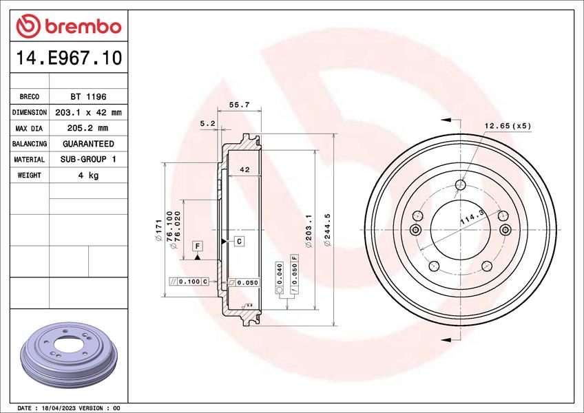 BREMBO 14E96710 Fren Kampanasi Hyundai Atos Mx 01-97-07-15 - Hyundai Elantra Iv Saloon Hd 11-05-12-23 - Kia Cera To Ii Saloon Td 01-09-02-14 - Kia Cerato Koup Ii Td 01-09-02-14 - Kia Soul I Am 01-09-12-14