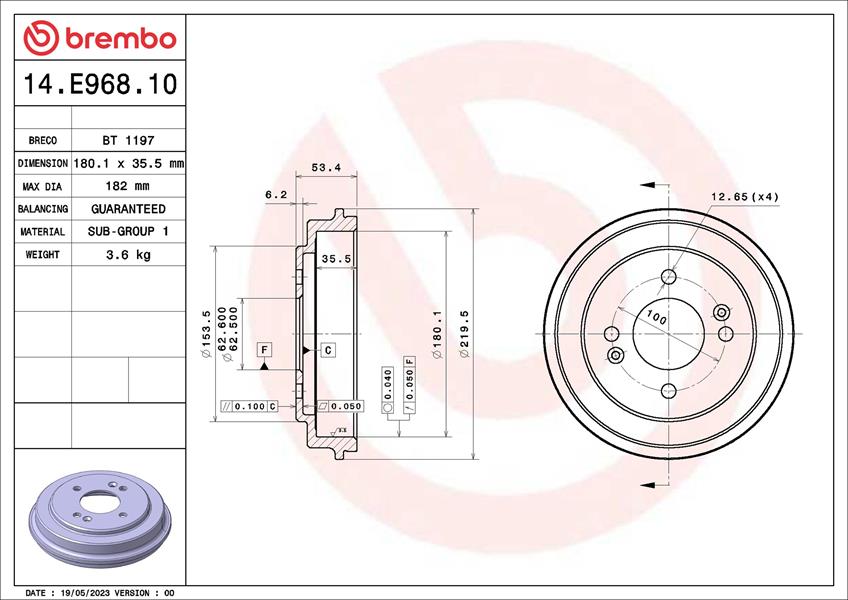 BREMBO 14E96810 Fren Kampanasi Kia Picanto Ii Ta 05-11-04-18