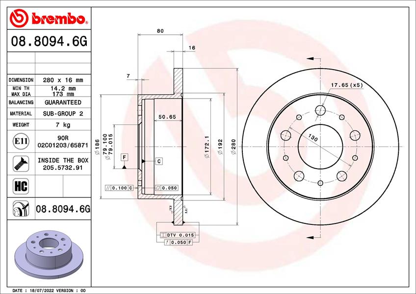 BREMBO KT10006 Kit Disc-Pad Citroen Jumper 06-> - Fiat Ducato 06-> - Peugeot Boxer 05->
