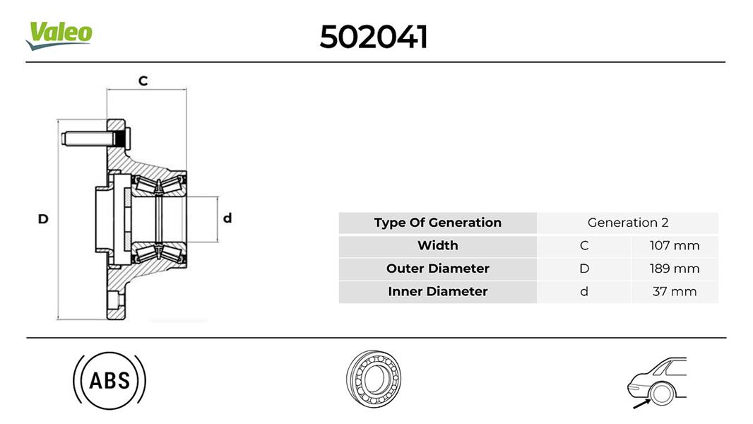 VALEO 502041 Arka Aks Bilyasi Transit V184 01>06 O.Ceker