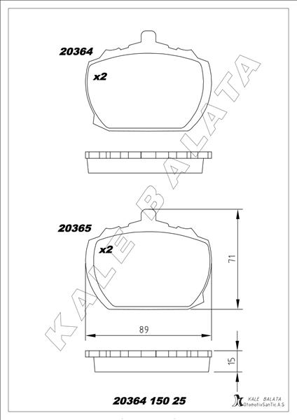 AYD-60095A Fren Balata Ön Range Rover I 85-90/Defender 90-94/Transit P100 Pickup 82-92/Iveco 78-92/Daily I 78-89