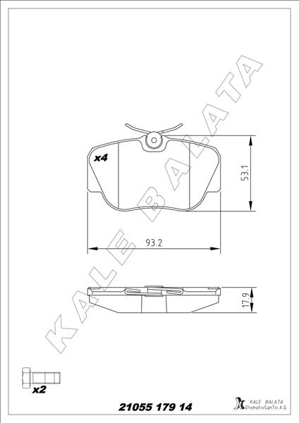KALE 21055 179 14 MSH KD11 Fren Balatasi On Mercedes W201 83>93
