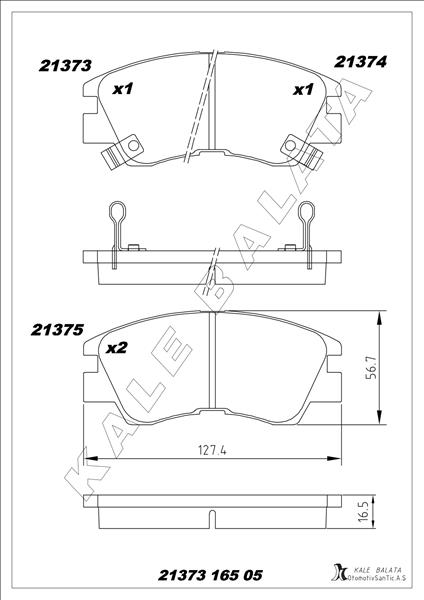 KALE 21373 165 05 ANS KD13 Balata Ön Colt-Delica Iii-L200 Ii-L300 Iii-Pajero-Montero-Valley 86-90
