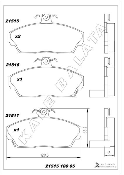 KALE 21515 180 05 ANS KD13 Ön Fren Balata Honda Civic 1.6l D16 Vtec Vti 01-05 / 1.6l D16a Euro 96-99