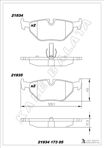 KALE 21934 173 05 MSH KD11 Fren Balatasi Arka Bmw E30 E36 E46 E85 E86
