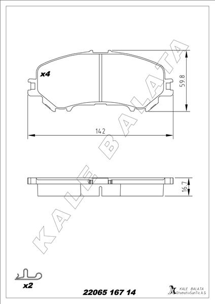 KALE 22065 167 14 ANS KD11 Balata Ön Qashqai Ii Suv-X-Trail Iii-Rogue Ii Suv 13 -