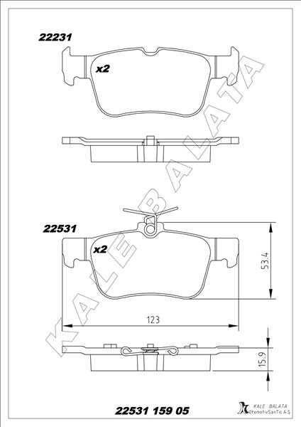 KALE 22531 159 05 ANS KD13 Arka Fren Balatasi Galaxy Iii 15> Mondeo V 14> Edge 15>19 Focus Iv 17> Kuga Iii 19>