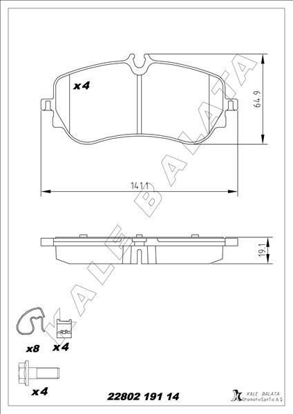 KALE 22802 191 14 MSH KD20 Balata Arka Tge Panelvan / Van-Platform Şasi 16-