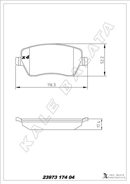 KALE 23973 174 04 ANS KD13 Fren Balatasi On Renault Clio Iii-Iv Modus 04> Express 21> Zoe 12> Kangoo Ii 08> Captur 13> Dacia Duster 10> Logan 04> Dokker 12> . Nissan Micra Iii K12 03>10 Note 06>