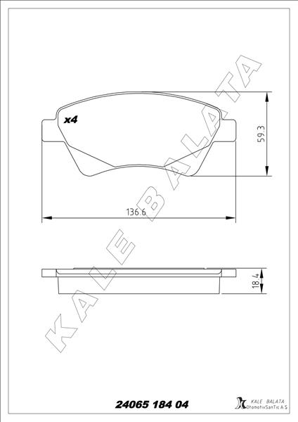 KALE 24065 184 04 ANS KD13 Ön Fren Balatasi Renault Megane Ii 02> Kangoo 01> Sc Nic Ii 03> Grand Sc Nic Ii 03> 1.5dci 1.6 1.9dc