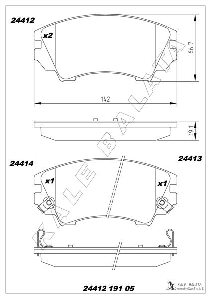 KALE 24412 191 05 ANS KD13 Ön Balata Opel Astra J 12 >14 > Insignia 08 >11 > Zafira 11 > Saab 9.5 10 >17 Jant Gdb1783