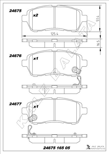 KALE 24675 165 05 ANS KD13 Ön Balata Fiesta Vi 1.4-1.4tdci 1.6 Tdci 08 >Swift 10 > Justy 07 > Mazda Ii 07 > Sirion 08 >