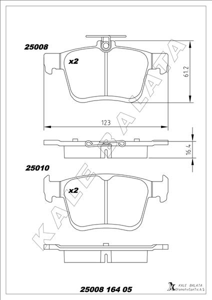 KALE 25008 164 05 ANS KD13 Arka Balata Vw Golf Vii 2014 > Touran T-Roc 2018 > Audi A3 2014 >2020 Q2 2016 > Tt 2018 > Seat Ateca 2016 > Leon 2014-2020 Skoda Super B 2015 > Karoq 2016 >