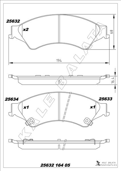 KALE 25632 164 05 ANS KD20 On Fren Balatasi Ranger Tke 2.2tdci / 3.2tdci 4 4 12 ></I>