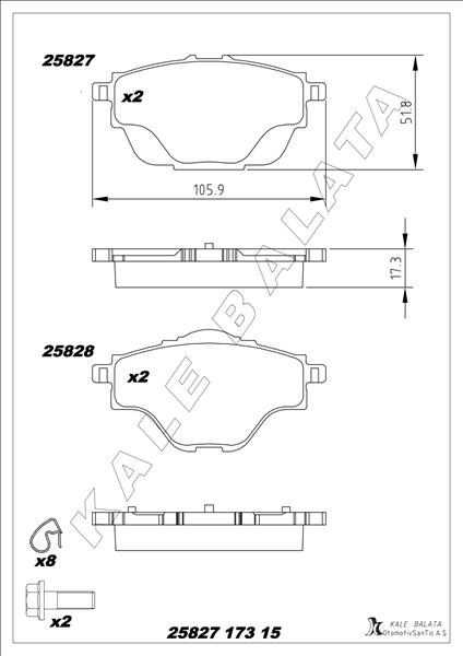 KALE 25827 173 15 MSH KD11 Arka Fren Balatasi Astra L-Grandland-C4 Grand/Spacetourer-C5 Aircross-P508-P5008-P308-P3008-Ds4-Ds7 290mm
