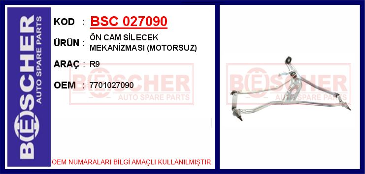 R9 R11 Silecek Mekanizmasi Ön Cam Motorsuz