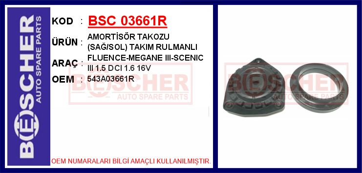 BSC 03661R Ön Amortisör Takozu Ve Rulmani Tk. Renault Fluence 09>