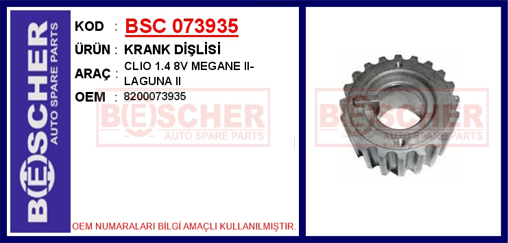 BSC 073935 Krank Dişlisi Clio 1.4 8v Megane Ii-Laguna Ii