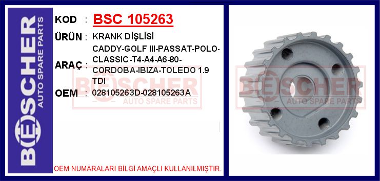 BSC 105263 Krank Dişlisi Caddy-Golf Iii-Passat-Polo-Classic-T4-A4-A6-80-Cordoba-Ibiza-Toledo 1.9 Tdi