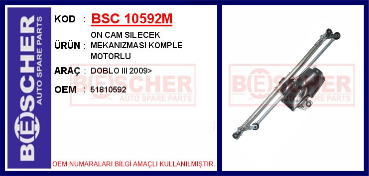 SAGEM.255102 Silecek Mekanizmasi Motorsuz    Fiat Doblo Iii 51810592