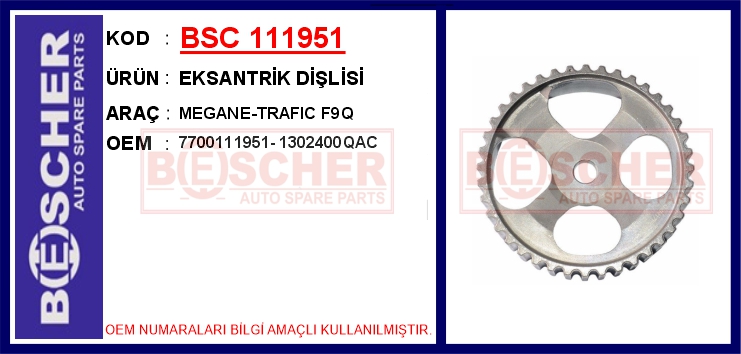 BSC 111951 Eksantrik Dişlisi Megane-Trafic F9q