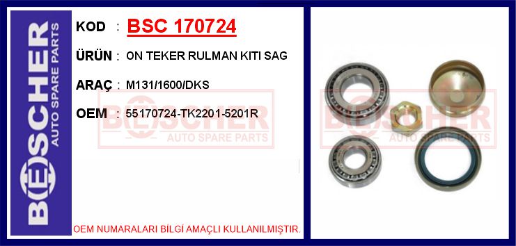 BSC 170724 On Teker Rulman Kiti Sag M131/1600/Dks