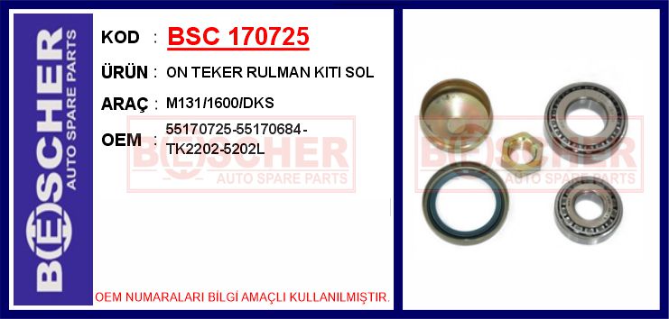 BSC 170725 On Teker Rulman Kiti Sol M131/1600/Dks