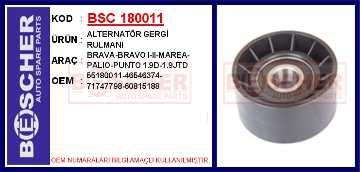 BSC 180011 Alternatör Gergi Rulmani Brava-Bravo I-Ii-Marea-Palio-Punto 1.9d-1.9jtd