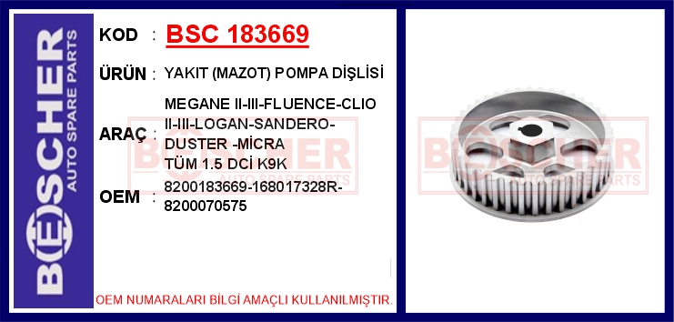 MOTORTEC RNT0938 Yakit Mazot Pompa Dişlisi Megane Ii-Iii-Fluence-Clio Ii-Iii-Logan-Sandero-Duster -Micra Tüm 1.5 D