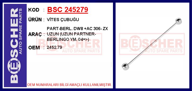 DEK-1605 Vites Cubugu (Peugeot  Partner / Citroen  Berlingo 04-)  Orjinal Tip