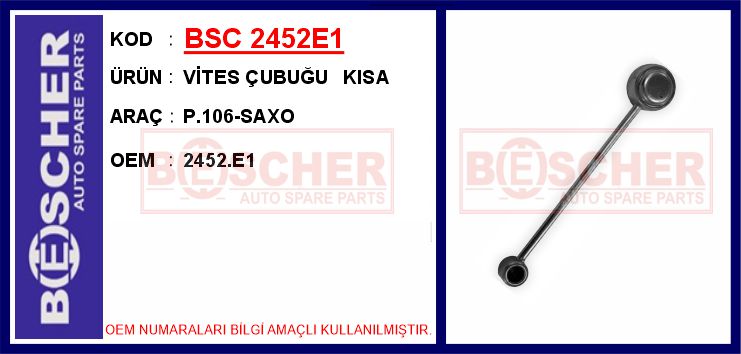 BSC 2452E1 Vites Çubuğu Kisa P.106-Saxo