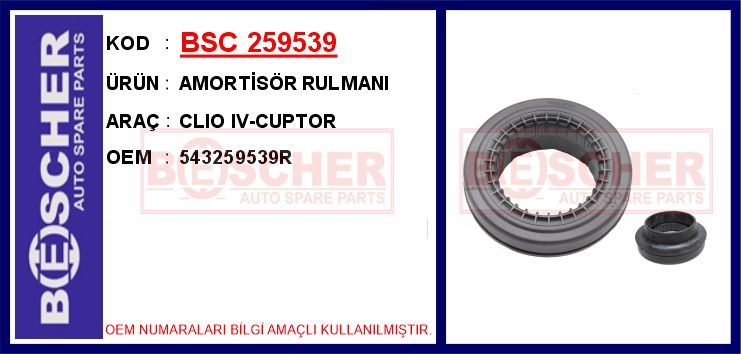 BSC 259539 Amortisör Üst Rulmani Clio Iii 05>12 Clio Iv 12> Modus 04> Captur 13>