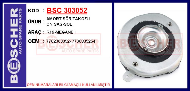 BSC 303052 Amortisör Takozu Ön Sağ-Sol R19-Megane I