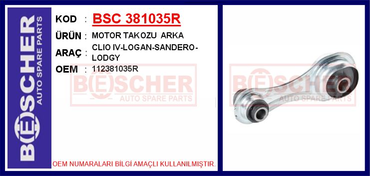 BSC 381035R Motor Takozu Captur 13> Clio Iv 12> Symbol Iii 14> Express 21> Sandero Ii 12> Logan Ii 12> Dokker 0. 9 Tce 1.2 Tce 1.5 Dci 1.6