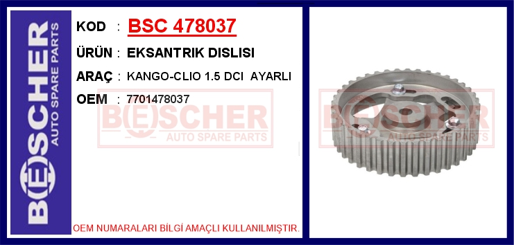 BSC 478037 Eksantrik Dislisi Mercedes Om607 W176 W246 C117 X117 W415 . Renault K9k 1.5 Dci Clio Kangoo Megane C Aptur Symbol Scenic . Dacia Sandero Logan Lodgy Ayarli