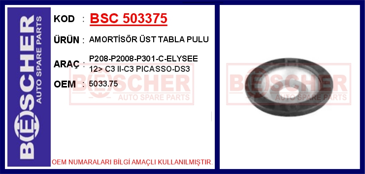 5033.75 Amortisör Üst Tabla Pulu  307