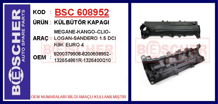 BSC 608952 Külbütör Kapaği Renault Clio-Symbol Joy-Kangoo-Megane Ii 1.5 Dci Euro 4