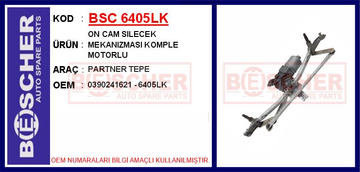 BSC 6405LK On Cam Silecek Mekanizmasi Komple Motorlu Partner Tepe
