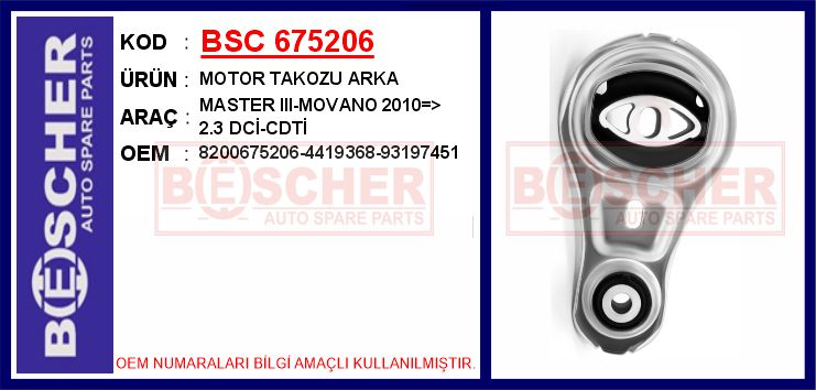 BSC 675206 Motor Takozu Arka Master Iii-Movano 2010 > 2.3 Dci-Cdti