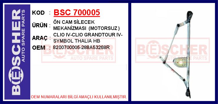 RN-SMK-015 Silecek Mekanizmasi Renault Symbol