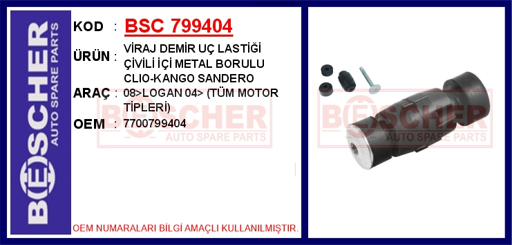 BSC 799404 Viraj Demir Uç Lastiği Çivili Clio-Exp-Kng
