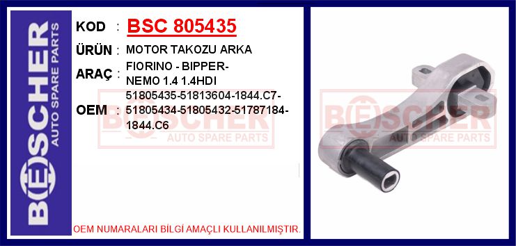 BSC 805435 Motor Takozu Arka Fiorino - Bipper- Nemo 1.4 1.4hdi