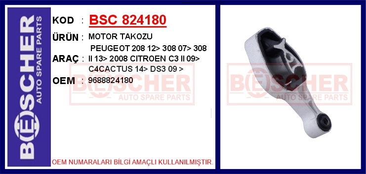 BSC 824180 Motor Takozu Peugeot P208 12> P308 07> P308 Ii 13> P2008 Citroen C3 Ii 09> C4cactus 14> Ds3 09> 1.0- 1.2 Vti
