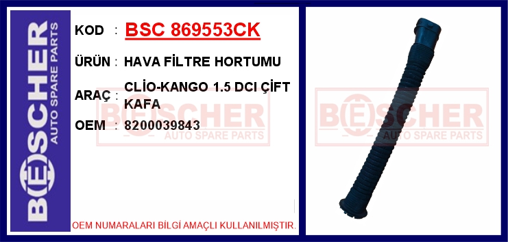 BSC 869553CK Hava Filtre Hortumu Clio-Kango 1.5 Dci Çift Kafa