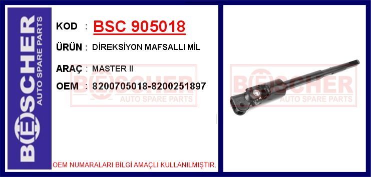 BSC 905018 Direksiyon Mafsalli Mil Master Ii