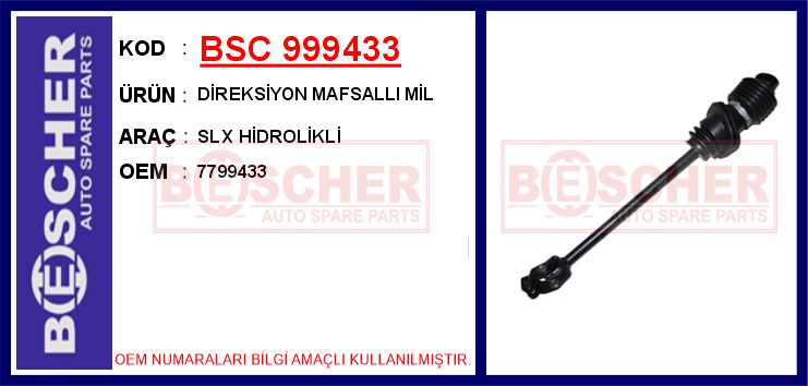 BSC 999433 Direksiyon Mafsalli Mil Slx Hidrolikli