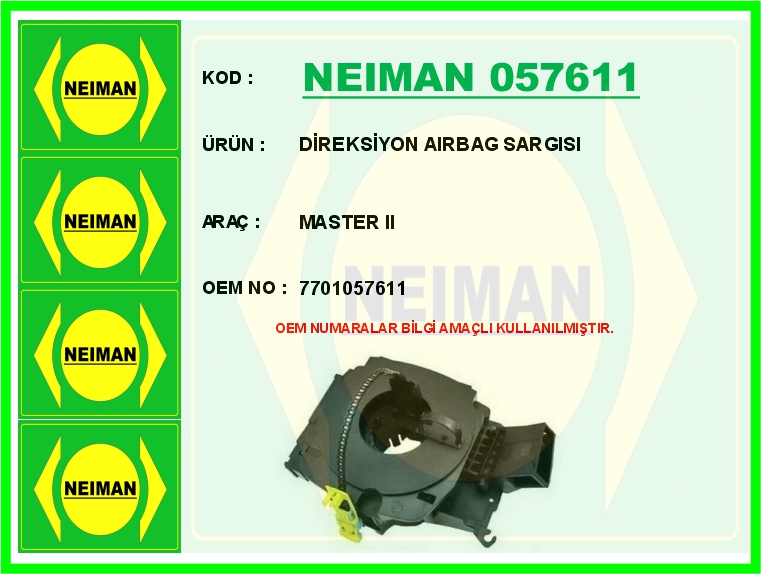 NEIMAN 057611 Direksiyon Airbag Sargisi Master Ii