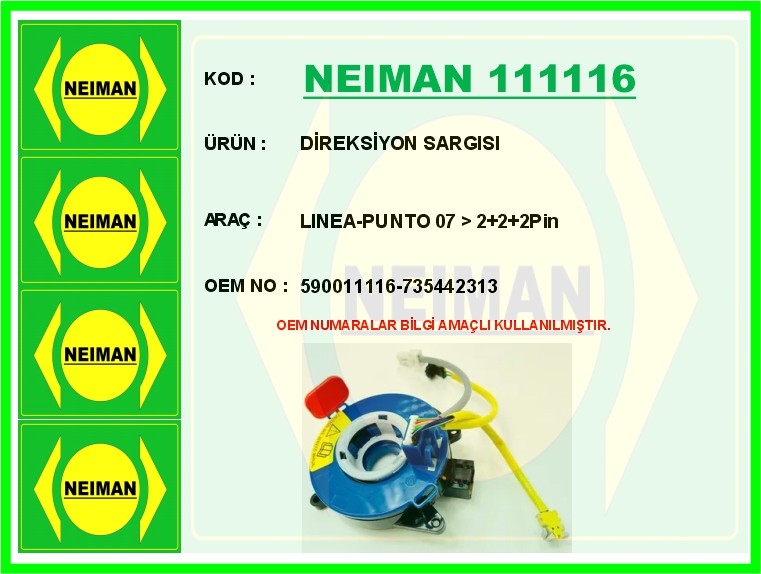 MOTORTEC TMP0684 Direksiyon Döner Kontaktörü Direksiyon Sargisi F.Linea-Punto 2007-