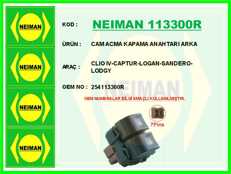 254114238R Arka Cam Acma On Kapi Dugmesi